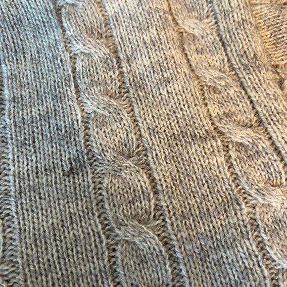 Vintage Men's Alpaca Beige Cable Knit Sweater with Stripes Italy - Picture 8 of 10